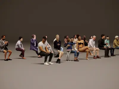 Sitting people x 20 3D model
