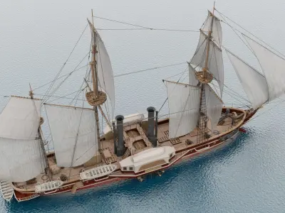 Vladimir steamshipfrigate 1848 Low-poly 3D model