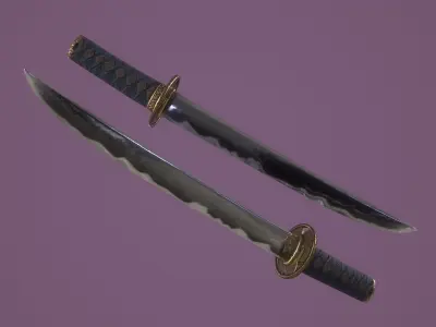 Tokugawa Tanto - A Japanese Dagger Low-poly 3D model