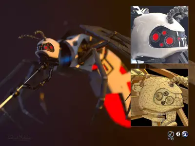 Cyber Mosquito Bug  Low-poly 3D model