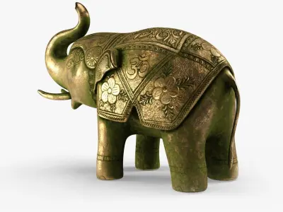 Ancient Elephant Statue Low-poly 3D model