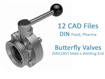Manual Butterfly Valves - DIN11851 Male x Welding End - 3D model