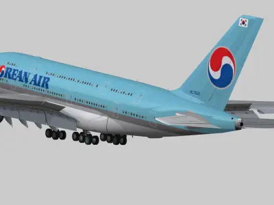 Airbus A380-8 Korean Air livery Low-poly 3D model