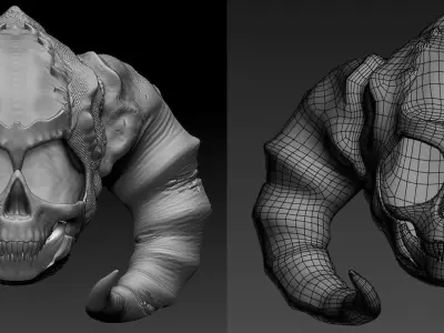 Skull Helmet Low-poly 3D model