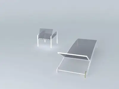 Lounger chair and screen and aluminum Free 3D model