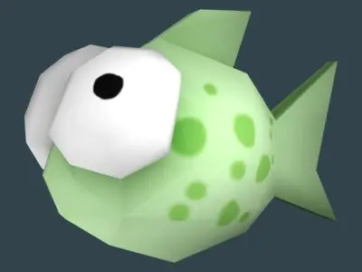 Cartoon low poly fish with multiple textures Low-poly 3D model