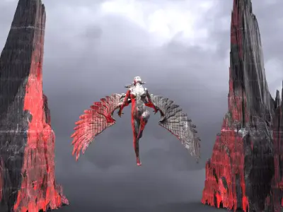 Spiral Mountain Sharp rocks With Angel 3D model