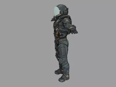 Futuristic Sci-Fi Armored Suit Character rigged and Animated 3D model