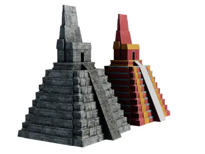 Mayan Pyramid Temple I of Tikal Low-poly 3D model
