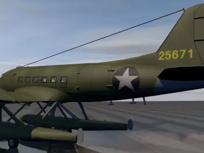 Douglas XC-47C Floatplane 3D model
