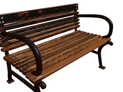 Rusted Iron Garden Bench 3D model
