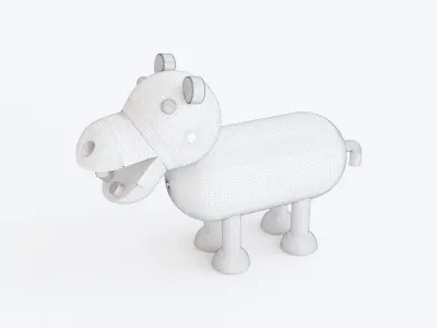 Wooden toy hippopotamus 3D model