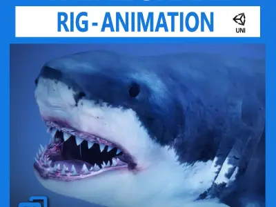 Great White Shark v2 Unity Low-poly 3D model