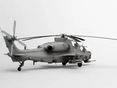 Low Poly Attack Helicopter WZ-10 3D Model Low-poly 3D model