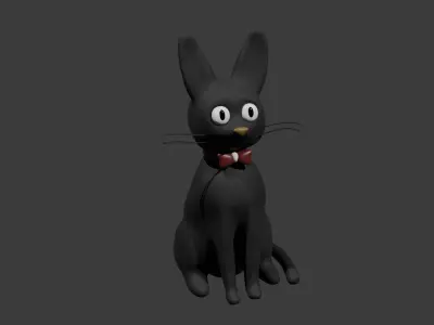 Black Cat Low-poly 3D model