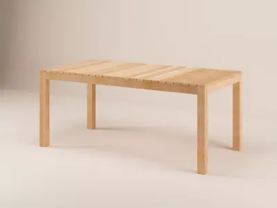 Simple wooden dining table 3D model