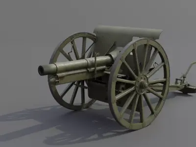Type 38 75mm field gun Low-poly 3D model