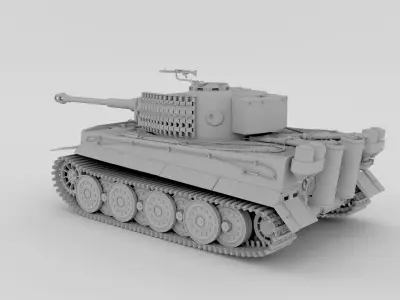 Panzer Tiger Tank Late 1944 Clay with interior 3D model