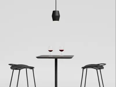 Bar Stools  And Table 3D model