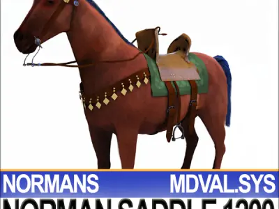 Saddle Medieval Norman Bridle Harness 1200 3D model