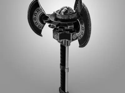 Axe Steel Scratched Black 3D model Low-poly 3D model