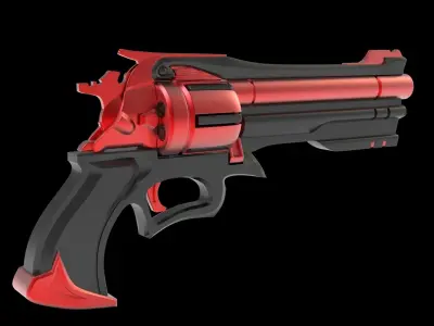 sci-fi Gun Black pistol revolver weapon  3D model