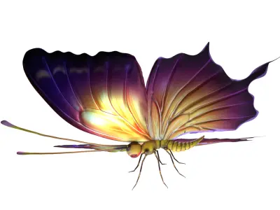 Fantasy Glowing Butterfly 3D Model Stylized Insect FBX Blender 3D model