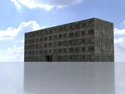 Old military barrack version 1 ruin 11 Low-poly 3D model