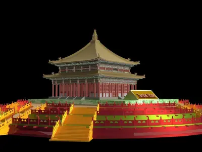 Chinese temple house 3D model
