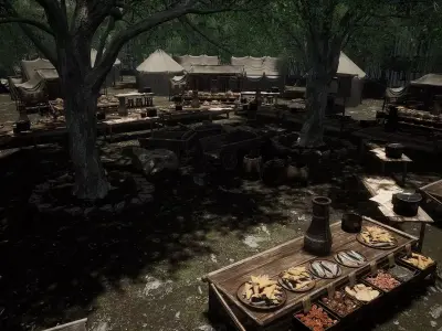 Blackwood River Edge Medieval Town Cave Environment 3D model