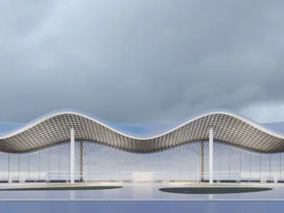 Modern Airport building facade Archviz 3D model