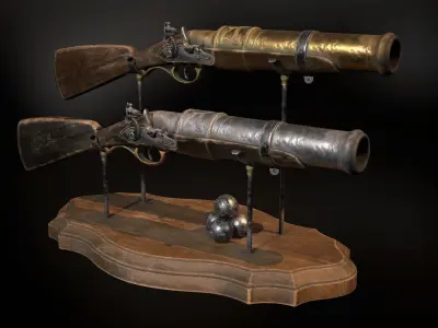 Collection of classic guns 3 Low-poly 3D model