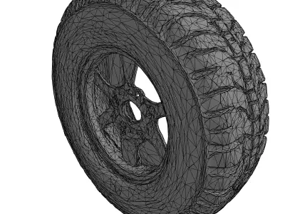 OffRoad Wheel AllTerrain Tire Low-poly 3D model