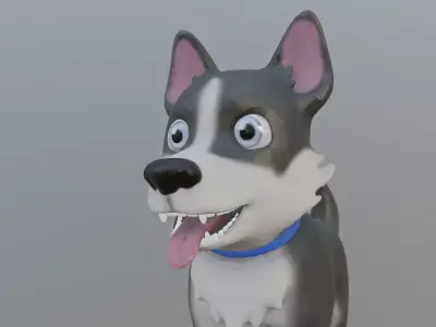 Husky Dog - Lowpoly Low-poly 3D model