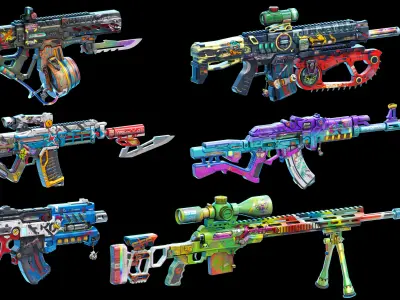 Sci-Fi Rifles Set Kitbash 3D model