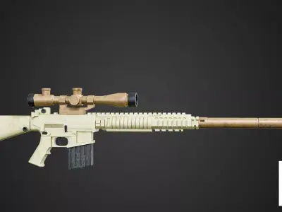 Desert Sniper Rifle  Realistic Low Poly 3D Model PBR Textures Low-poly 3D model