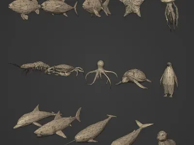 LowPoly Sea Animals Pack V2 Low-poly 3D model
