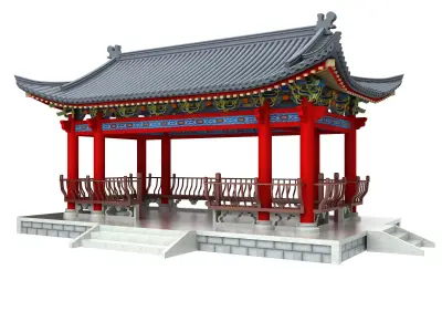 Chinese architecture Low-poly 3D model