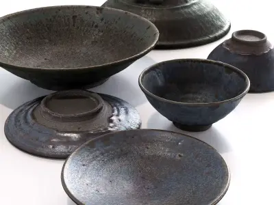 Japanese Tableware Set 8 Low-poly 3D model