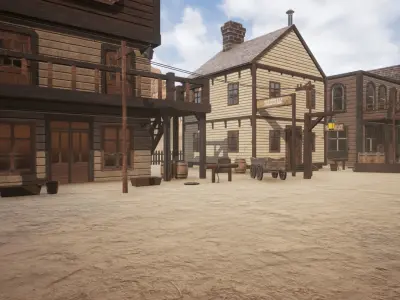Wild West Racing Town Low-poly 3D model