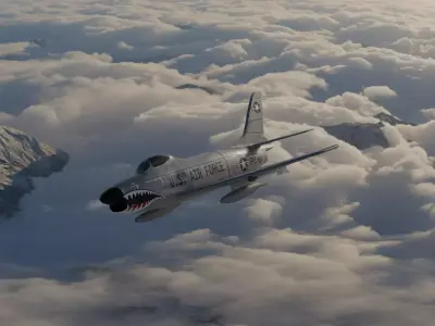 F-86D Sabre Dog Low-poly 3D model