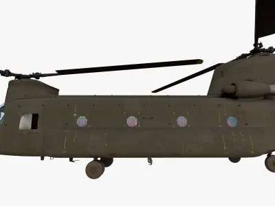 CH-47A Chinook US Army Transport Helicopter PBR Low-poly 3D model