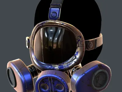 Gas mask helmet 3d model scifi Low-poly Low-poly 3D model