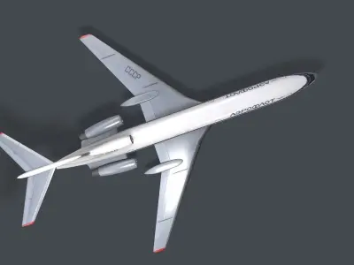 Tupolev Tu-154 USSR Animated Low-poly 3D model