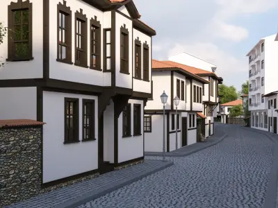  Traditional Street Modeling Low-poly 3D model