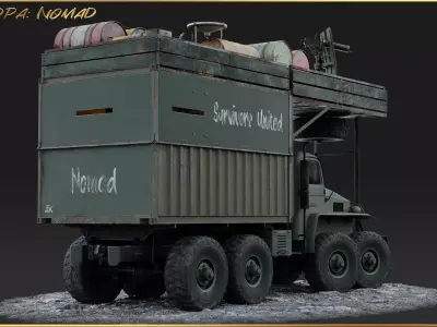 PBR-GrandPa Nomad-PostApocalyptic Truck Low-poly 3D model
