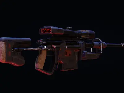 Sci-fi gun  Low-poly 3D model get