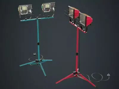 Mobile Construction Light 1A Low-poly 3D model
