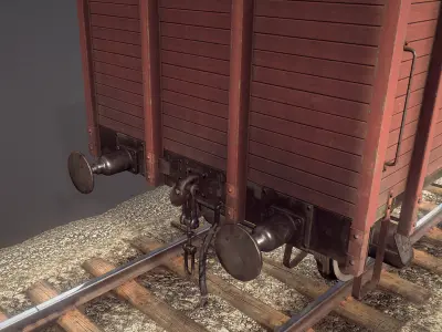 Railway Covered Goods Wagon 18T Vr1 Default Red Low-poly 3D model