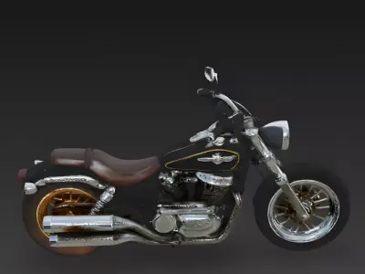 Realistic 80s Classic Cruiser Motorcycle 3D Model Low-poly 3D model